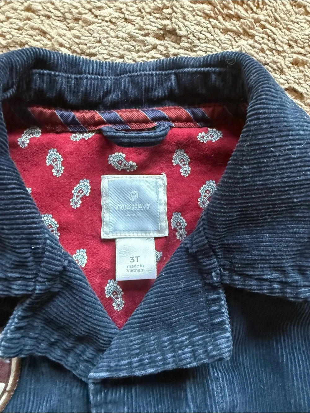 3T Toddler Kids Navy Corduroy Jacket with Patch Elbow Detail